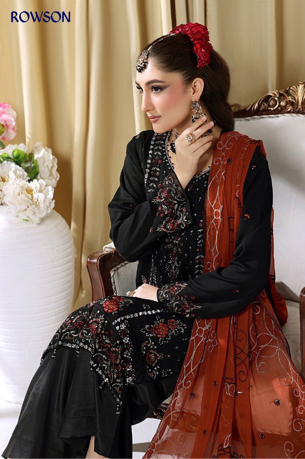 RANA ARTS--ESHAL Luxury EMB Chiffon Pakistani Three-Piece