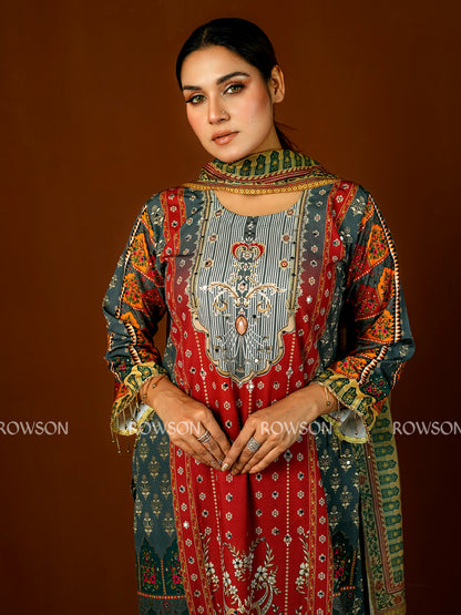 Modern Comfort Fit Printed Three-Piece