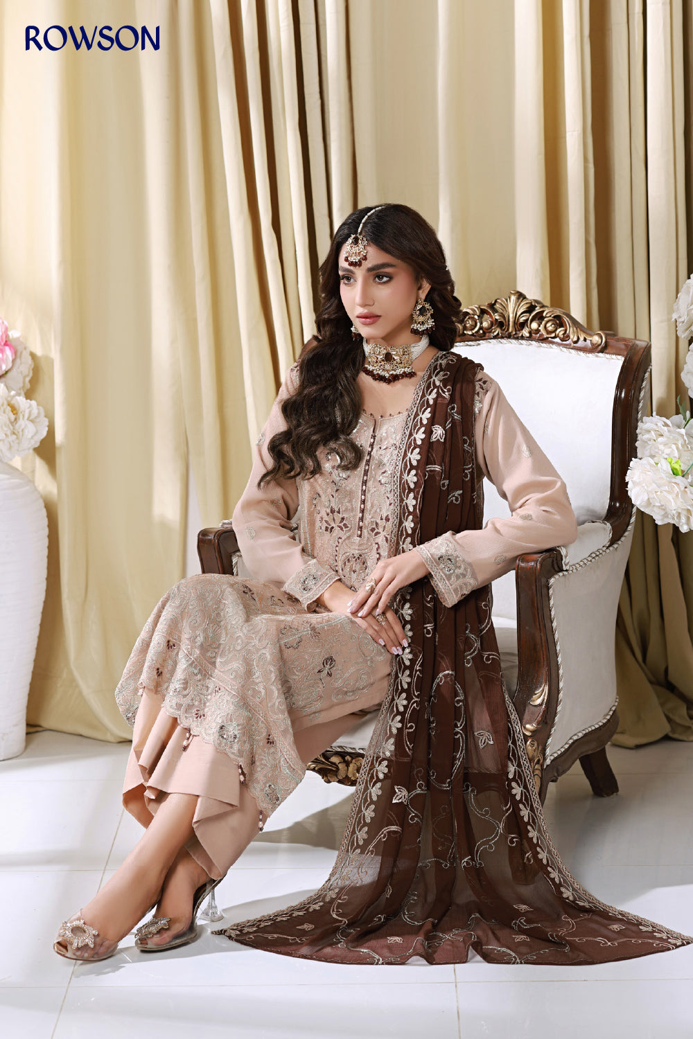 RANA ARTS--ESHAL Luxury EMB Chiffon Pakistani Three-Piece