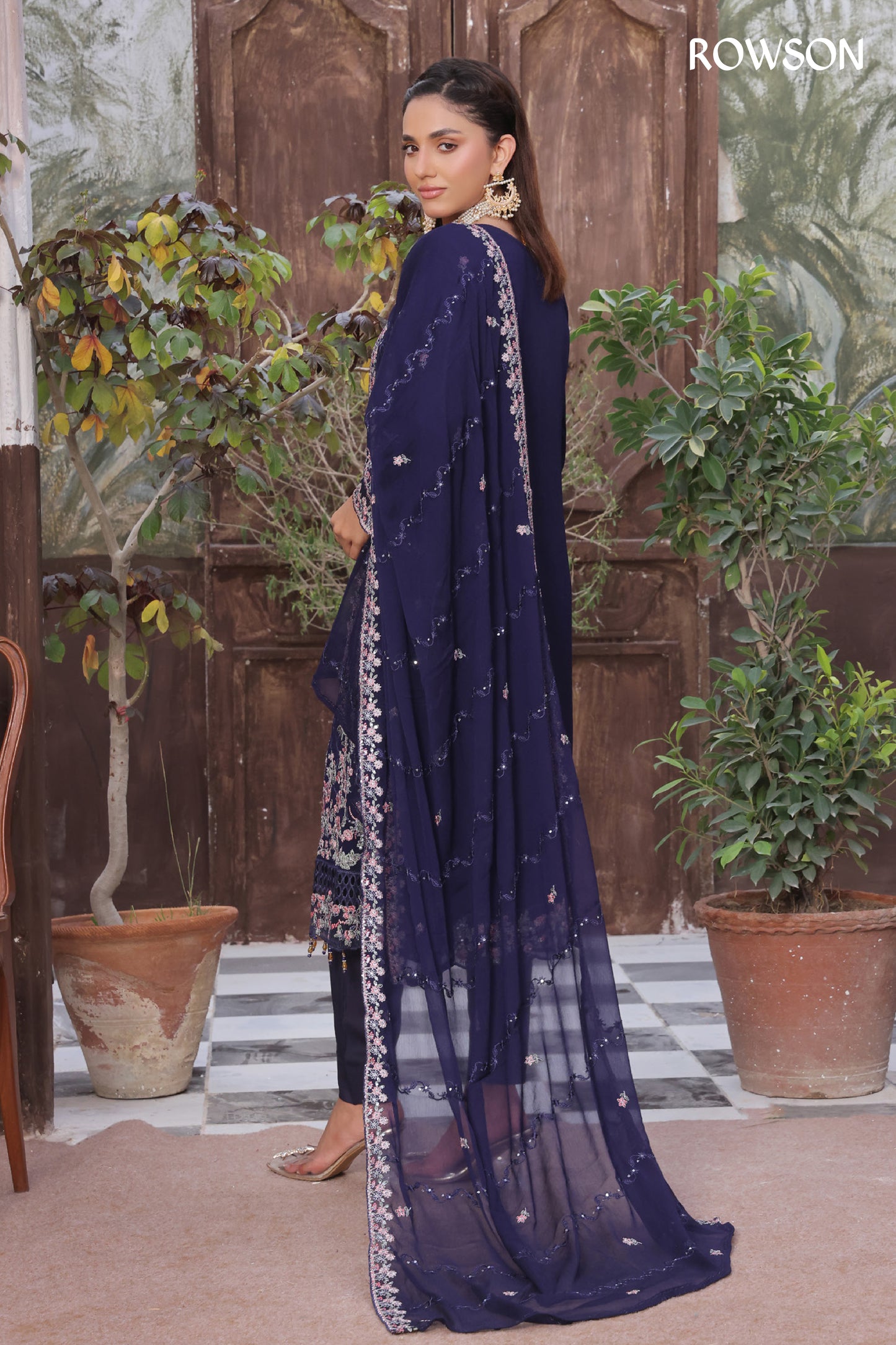 RANA ARTS--AMSAAL Luxury EMB Chiffon Pakistani Three-Piece