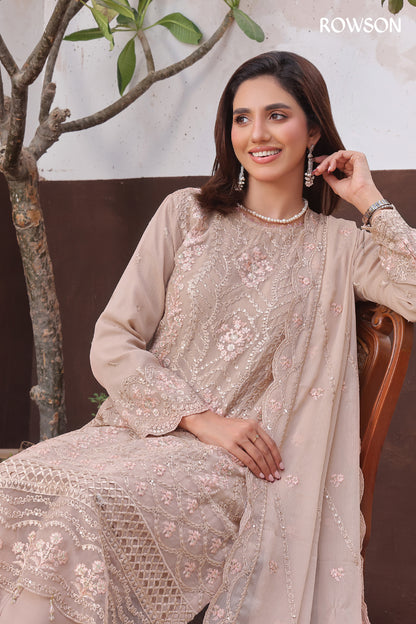 RANA ARTS--AMSAAL Luxury EMB Chiffon Pakistani Three-Piece