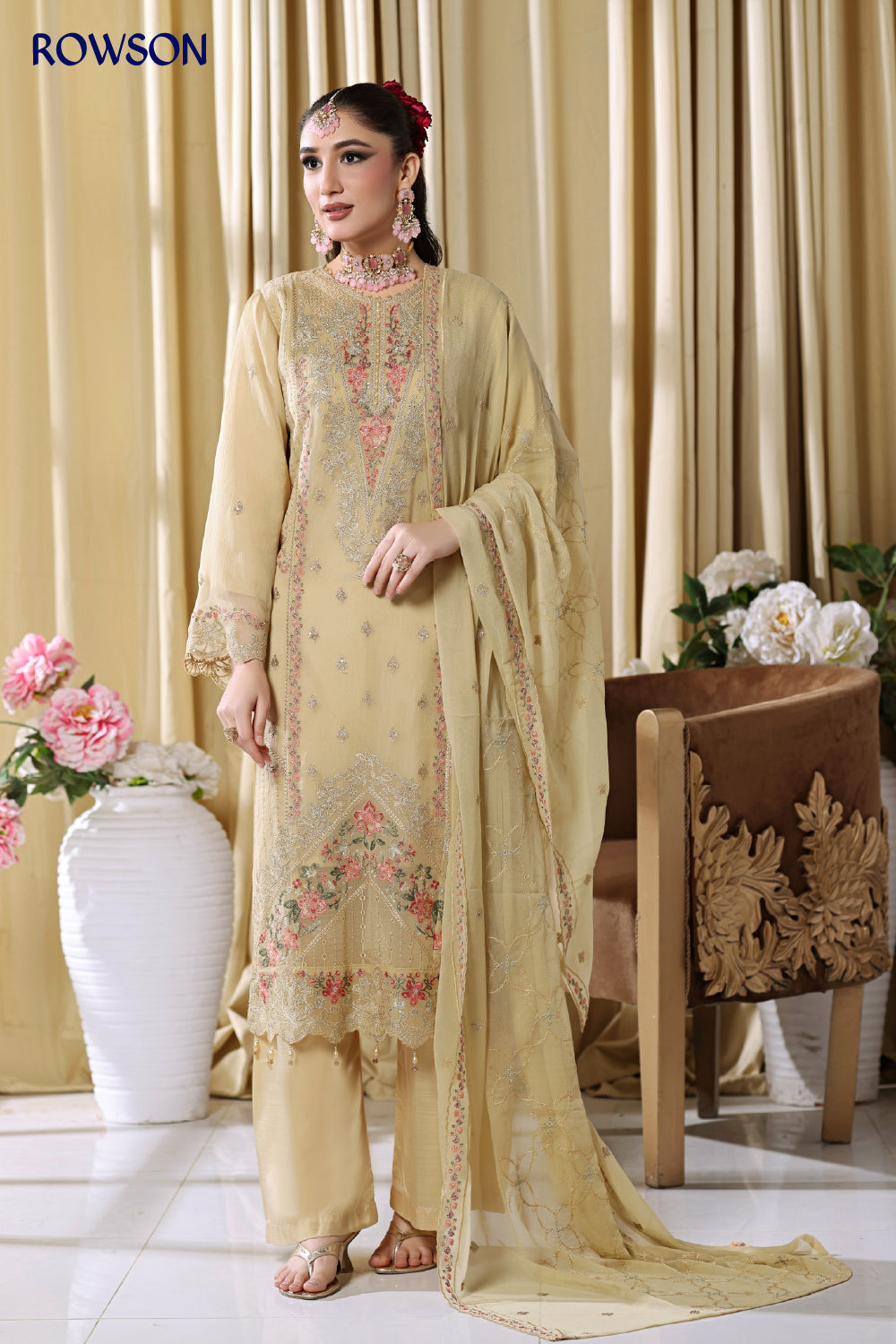 RANA ARTS--ESHAL Luxury EMB Chiffon Pakistani Three-Piece