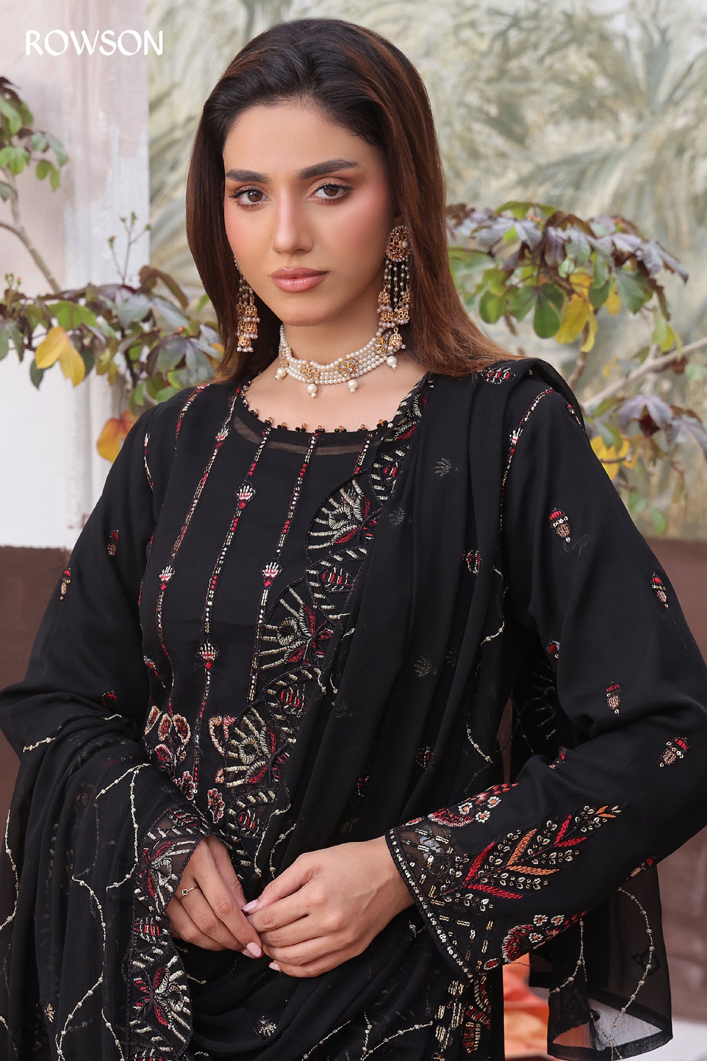 RANA ARTS--AMSAAL Luxury EMB Chiffon Pakistani Three-Piece