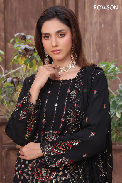 RANA ARTS--AMSAAL Luxury EMB Chiffon Pakistani Three-Piece