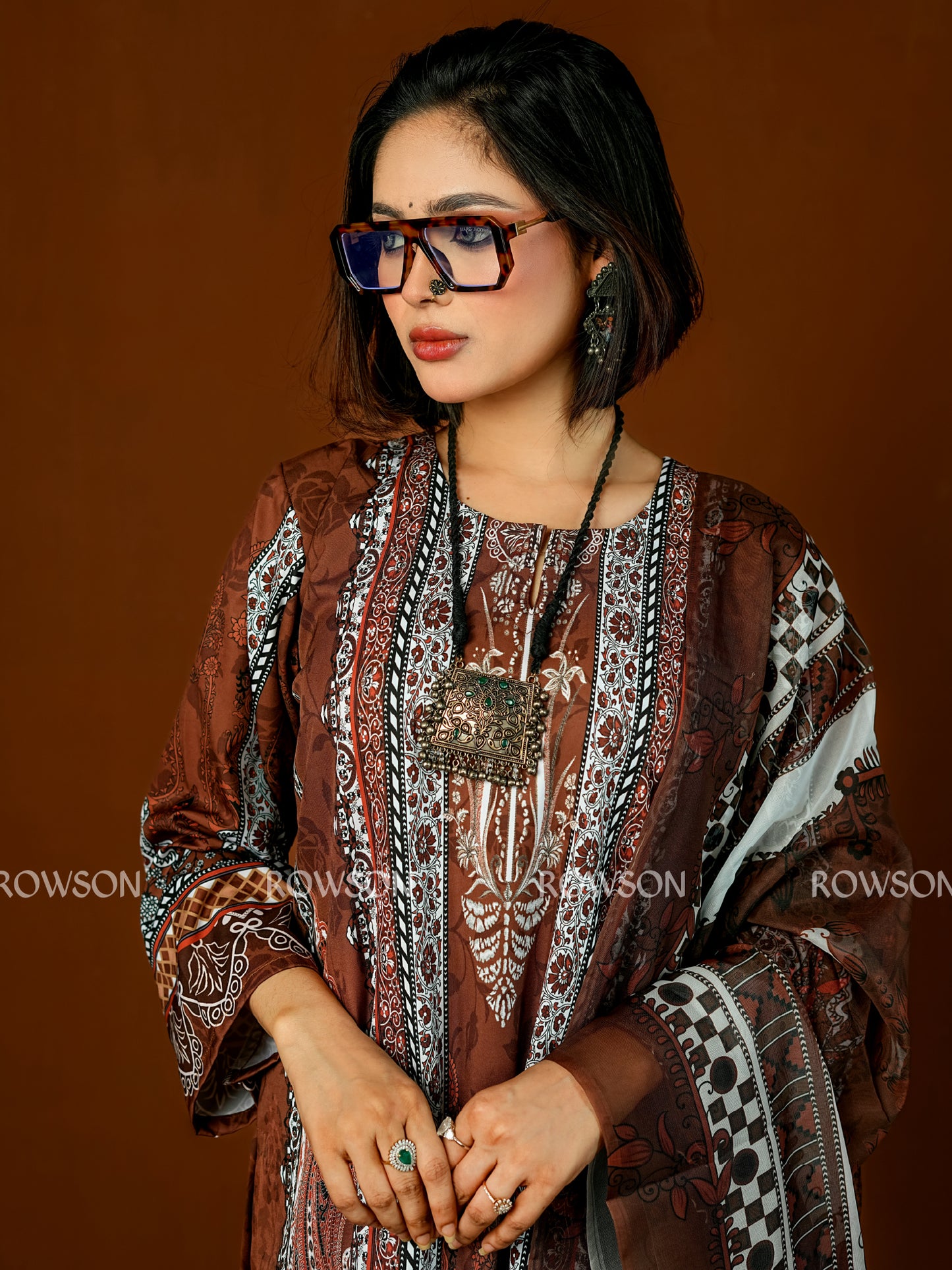 Comfort Fit Ethnic Printed Three-Piece