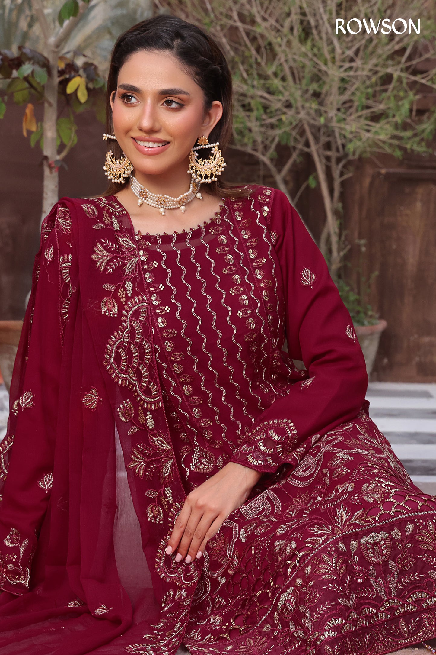 RANA ARTS--AMSAAL Luxury EMB Chiffon Pakistani Three-Piece