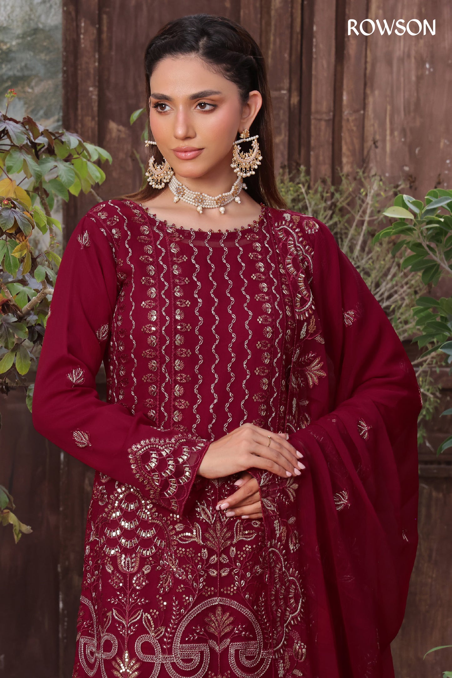 RANA ARTS--AMSAAL Luxury EMB Chiffon Pakistani Three-Piece