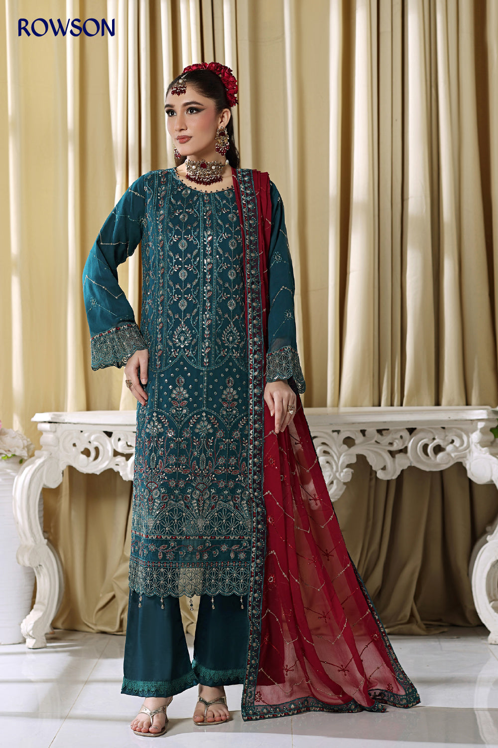 RANA ARTS--ESHAL Luxury EMB Chiffon Pakistani Three-Piece