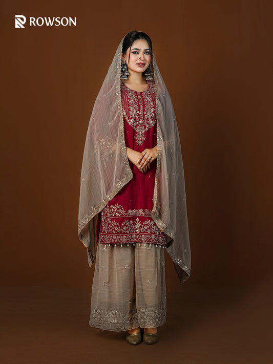 Classic Fit Royal Embroidery Sharara Set