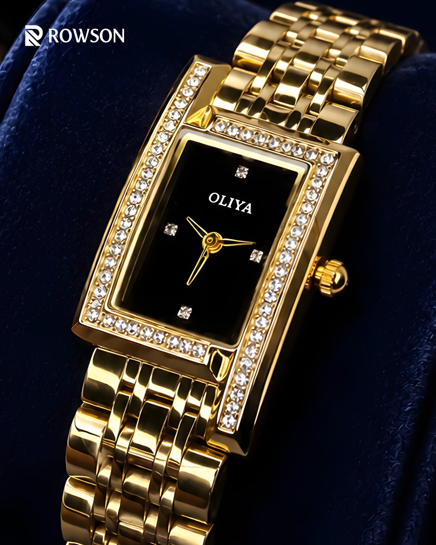 OLIYA Crystal Luxe Watch – Midnight Black