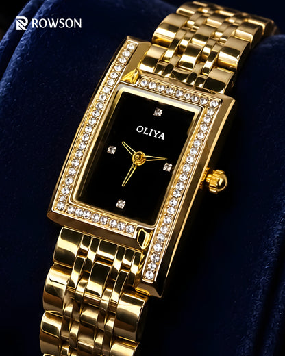 OLIYA Crystal Luxe Watch – Midnight Black