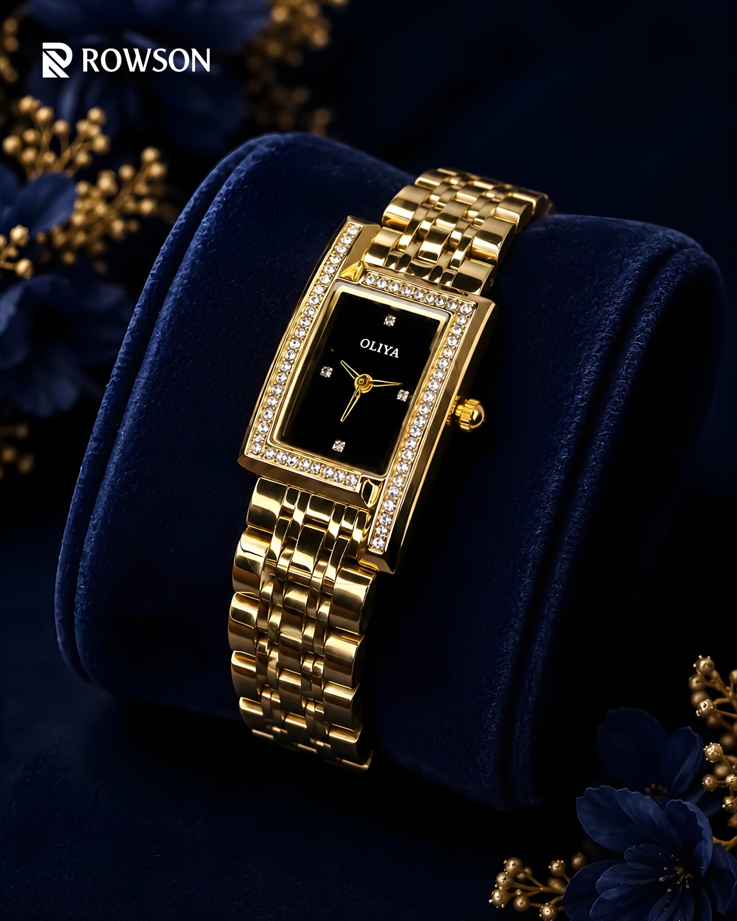OLIYA Crystal Luxe Watch – Midnight Black