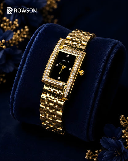 OLIYA Crystal Luxe Watch – Midnight Black