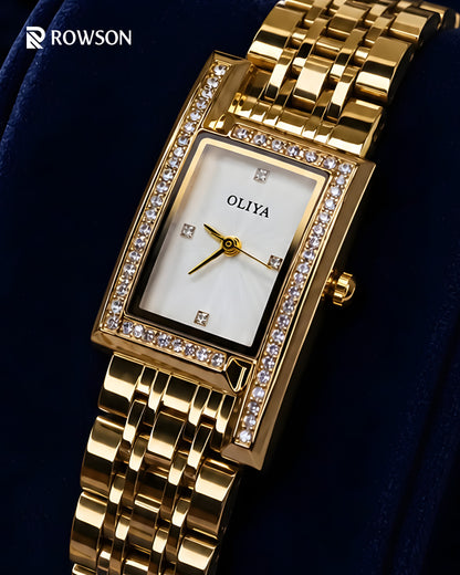OLIYA Luxe Crystal Watch - Pearl White