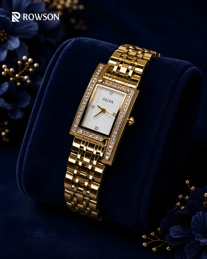 OLIYA Luxe Crystal Watch - Pearl White