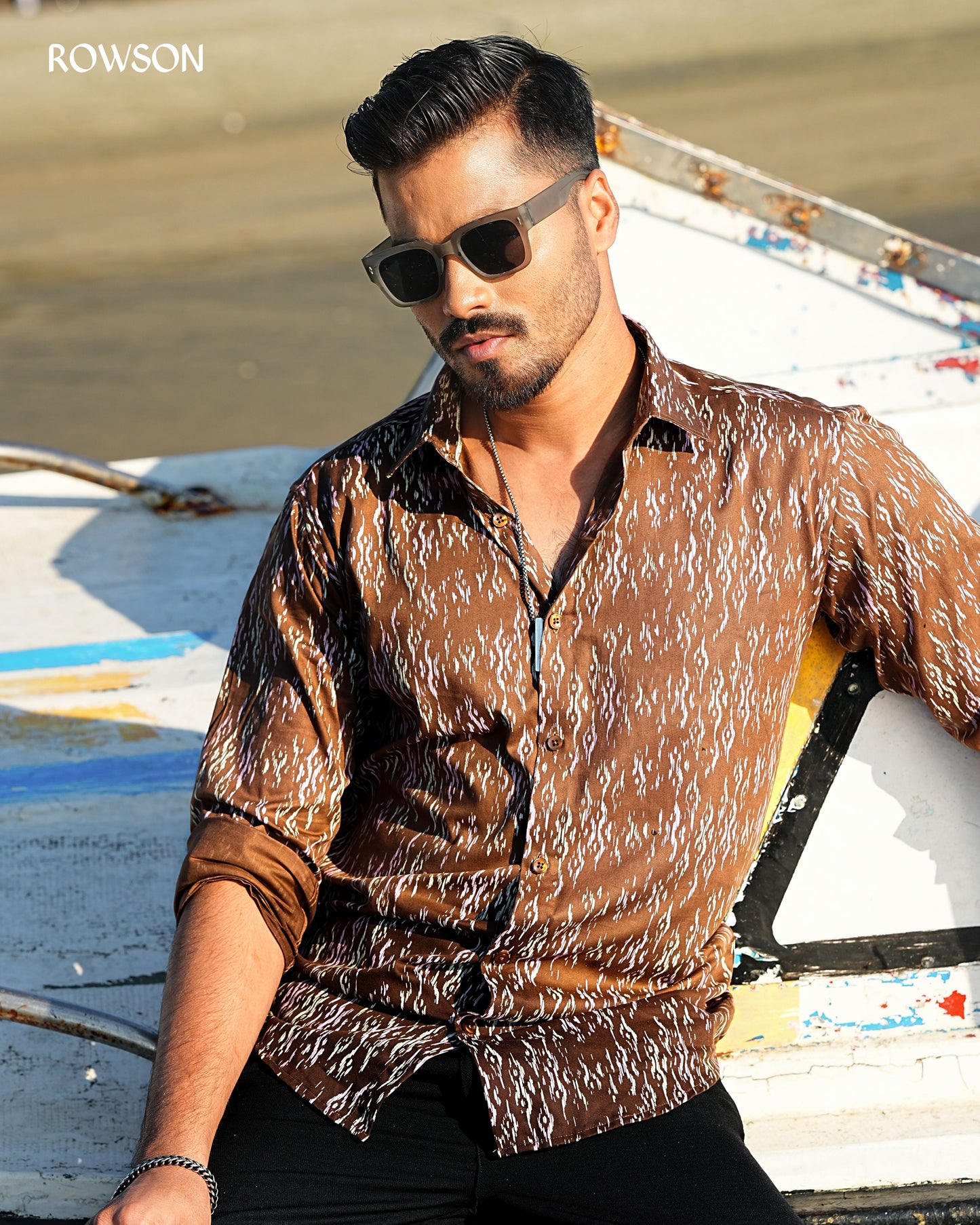 Brown Vintage Print Shirt