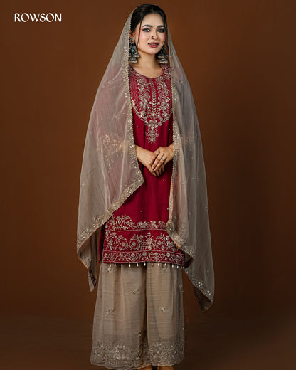 Classic Fit Royal Embroidery Sharara Set