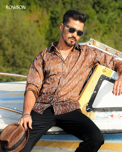Brown Vintage Print Shirt