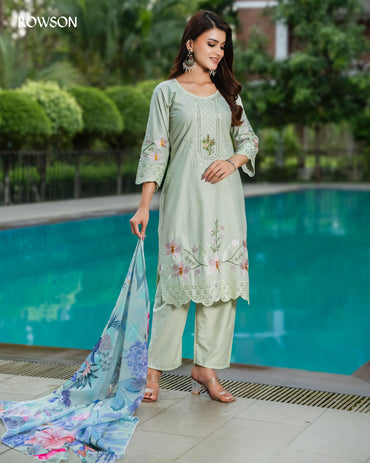 Ocean Flora Embroidery three-piece