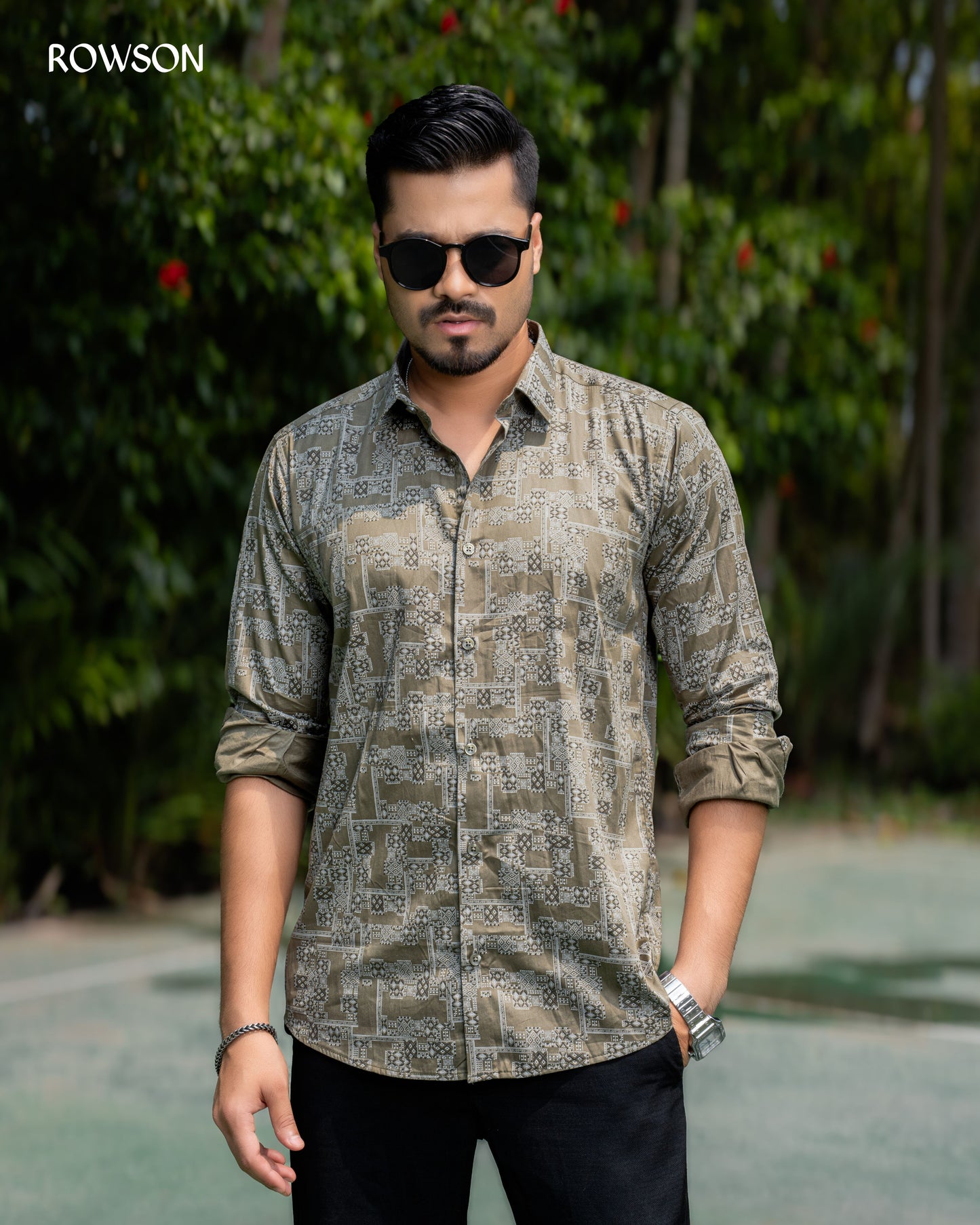 Olive Luxe Patterned Shirt