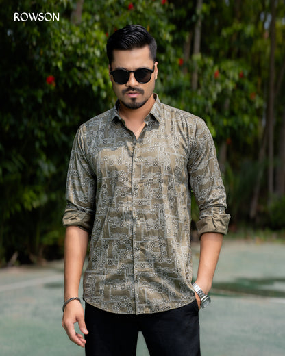 Olive Luxe Patterned Shirt