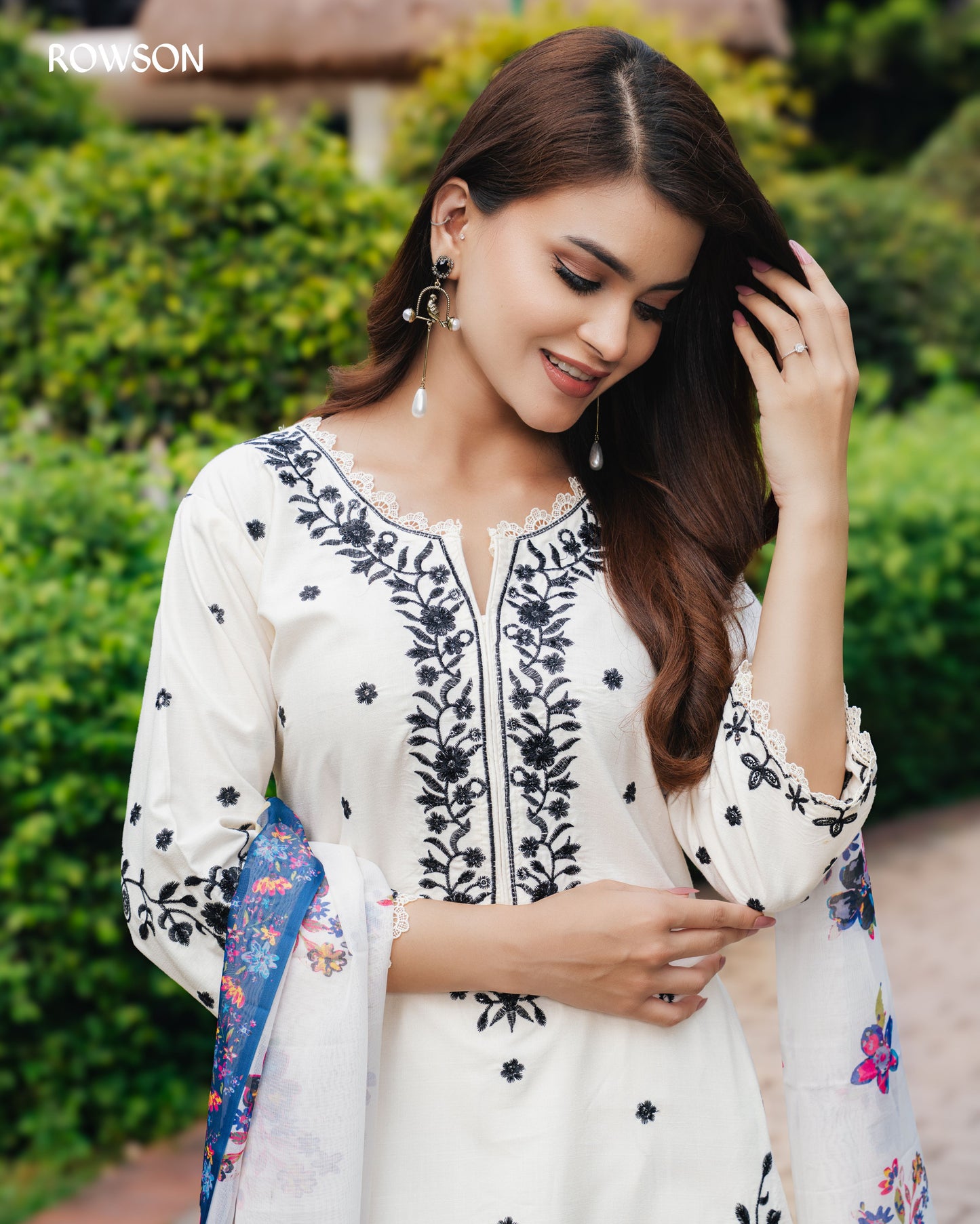 Azure Haven Embroidered Three-Piece