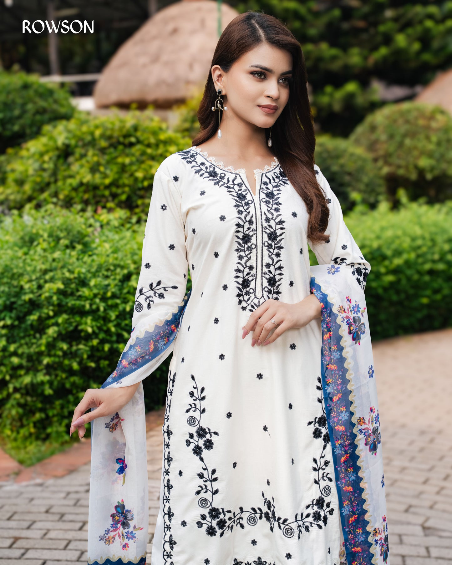 Azure Haven Embroidered Three-Piece