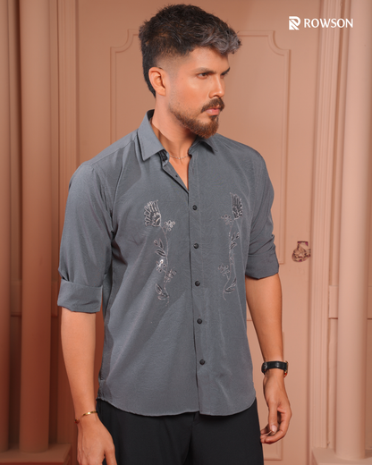 Majestic Grey Party Full Shirt