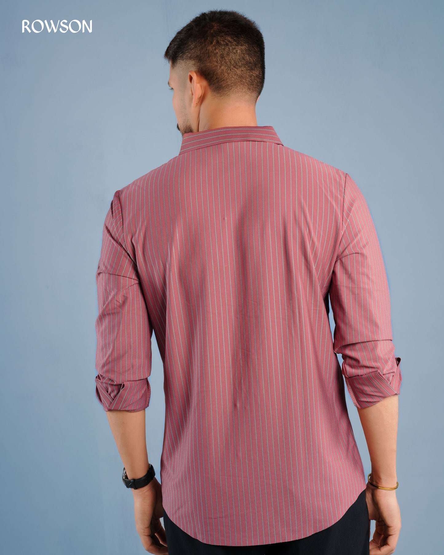 Broadcloth Vertical Stripe Shirt - Rosewood Red