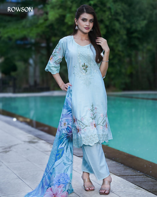 Pastel Dream Embroidered Three-Piece