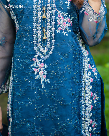 Azure Noor Embroidered Three-Piece