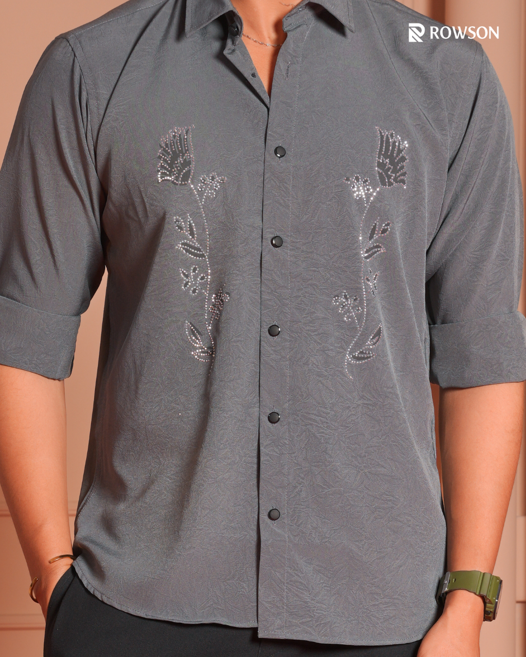 Majestic Grey Party Full Shirt