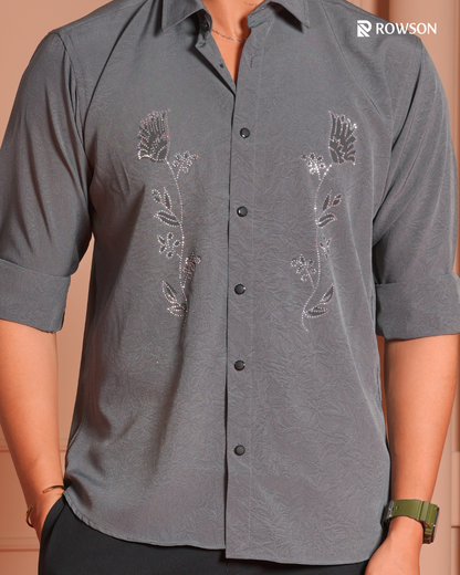 Majestic Grey Party Full Shirt
