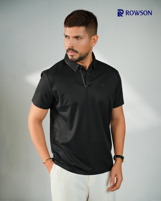 Imported Nova Textured Black Polo