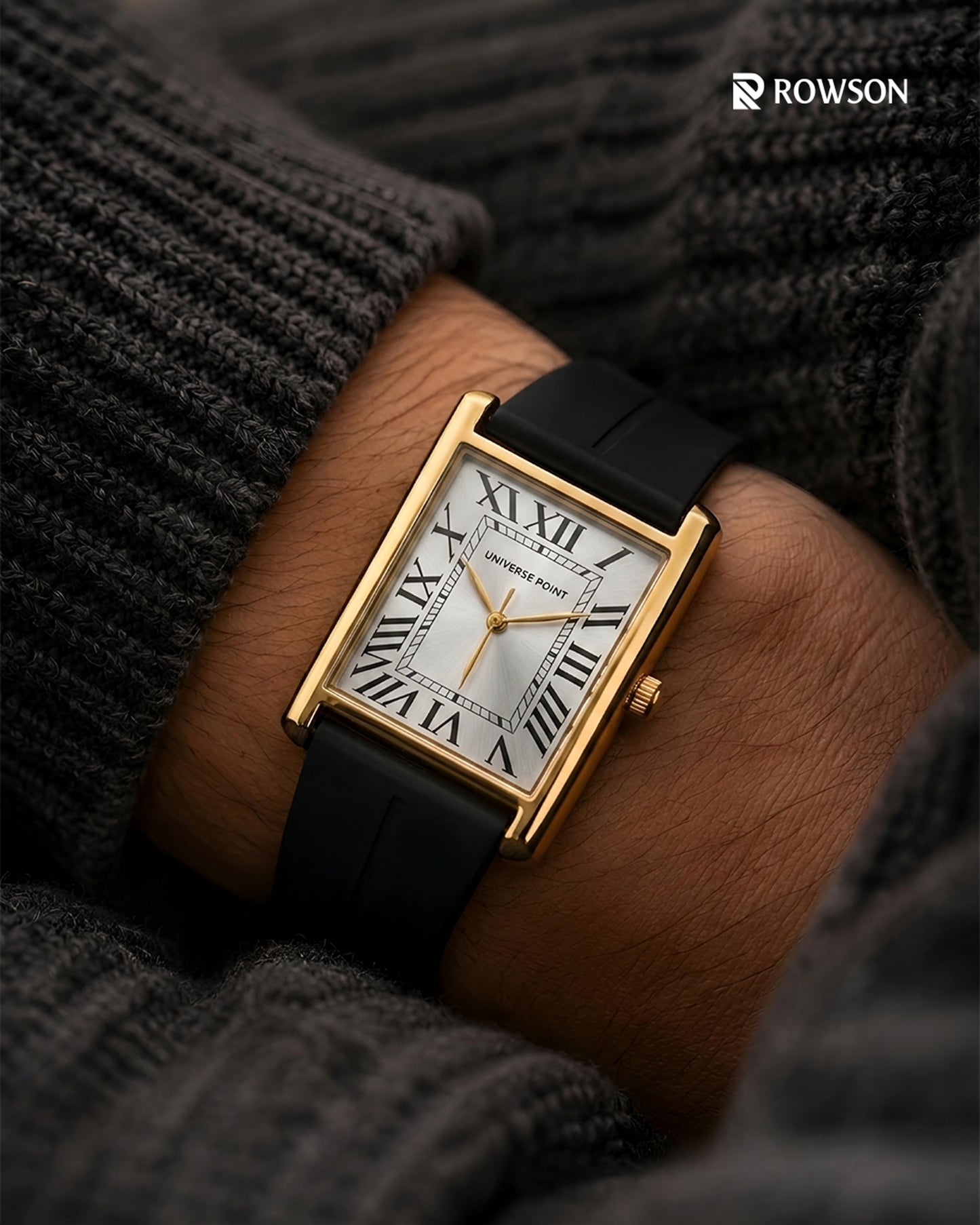 Universe Point White Tank - Rectangular Dial Men's Watch
