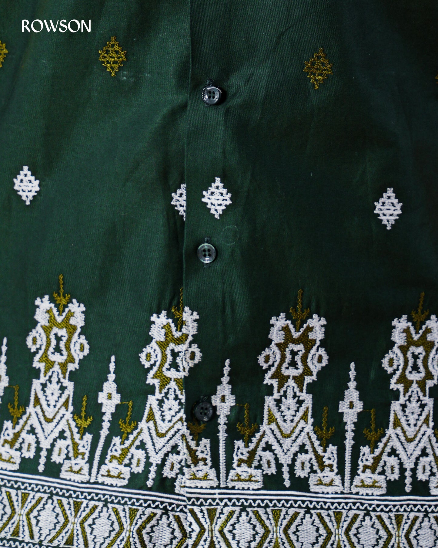 Emerald Dynasty Embroidery Full Shirt - Emerald Green