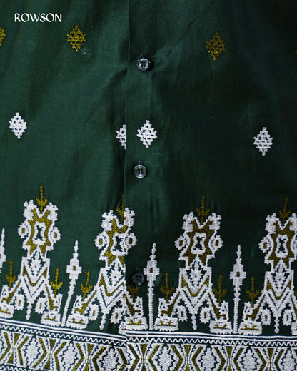 Emerald Dynasty Embroidery Full Shirt - Emerald Green