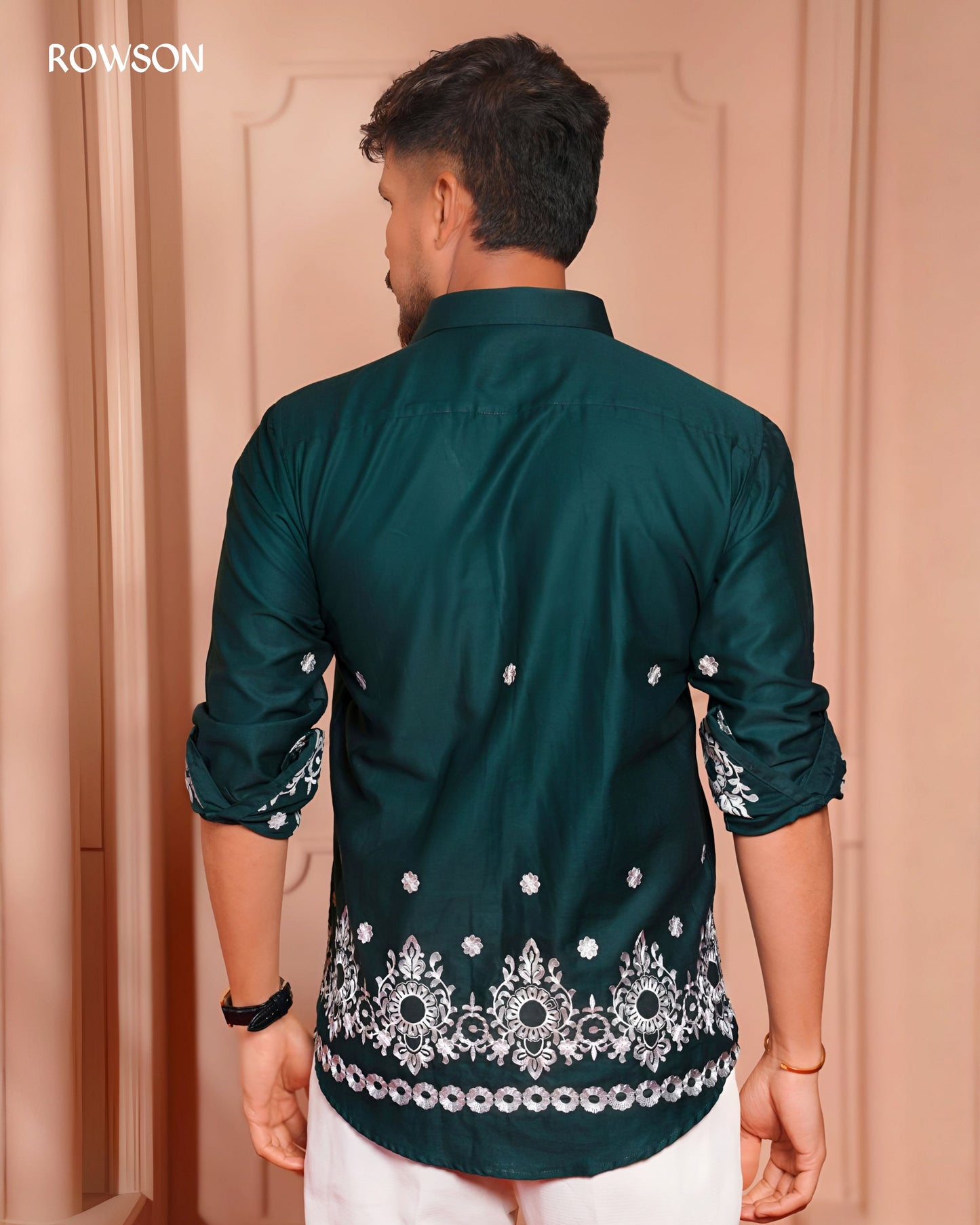 Rowson Green Imperial Embroidery Full Shirt