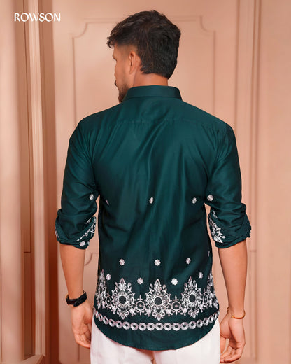 Rowson Green Imperial Embroidery Full Shirt