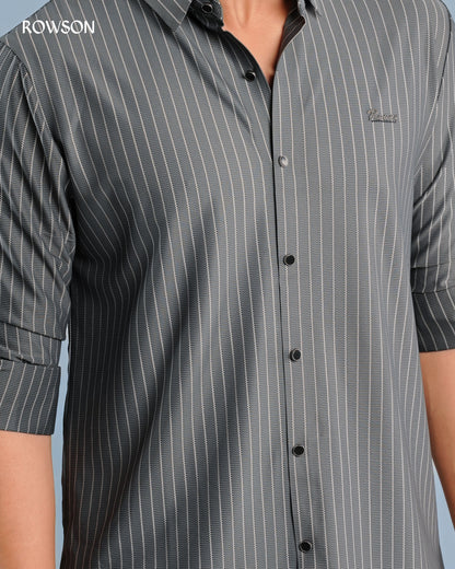 Broadcloth Vertical Stripe Shirt - Sea Gray