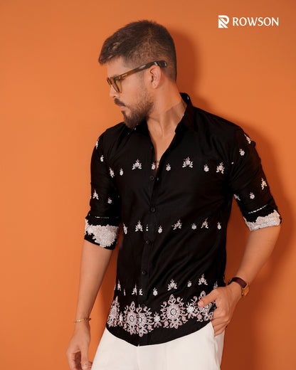 Imperial Embroidery Shirt – Black Pearl