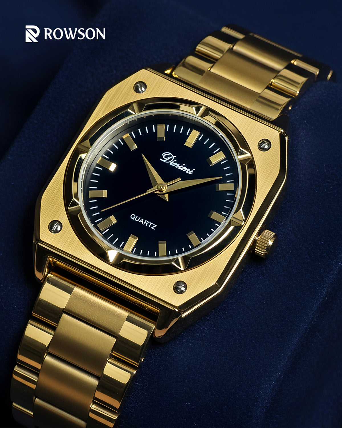 Gold Black Timepiece Watch