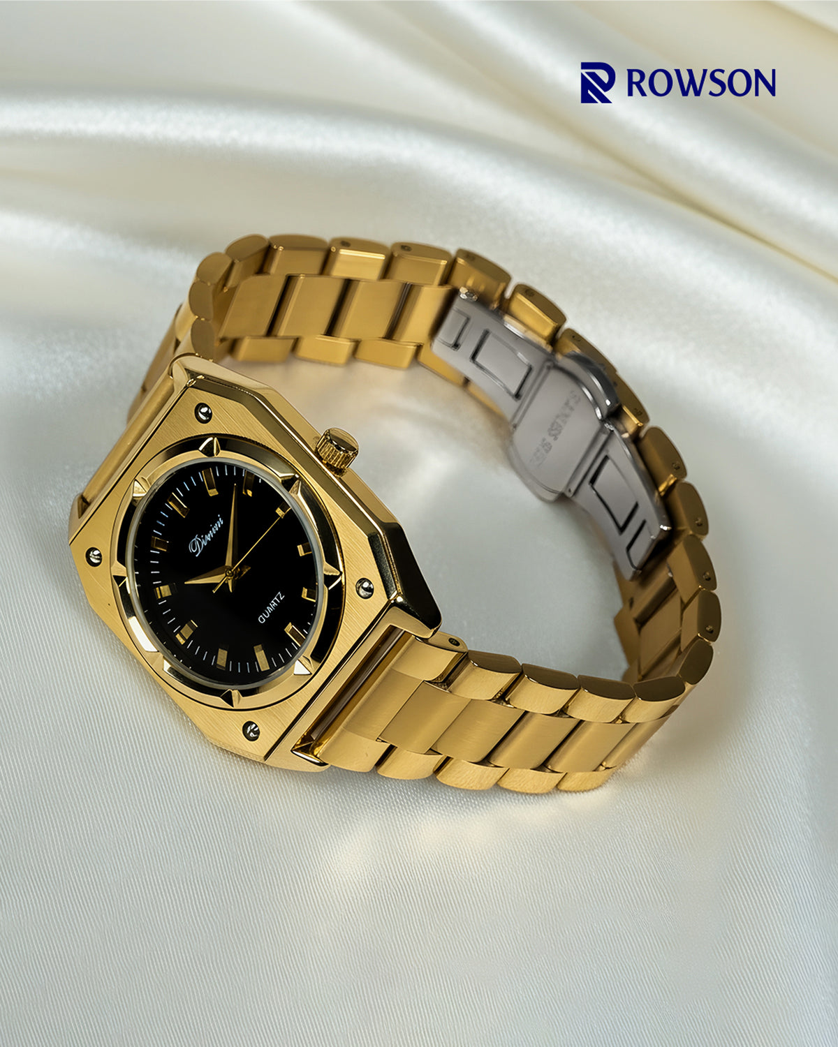 Gold Black Timepiece Watch