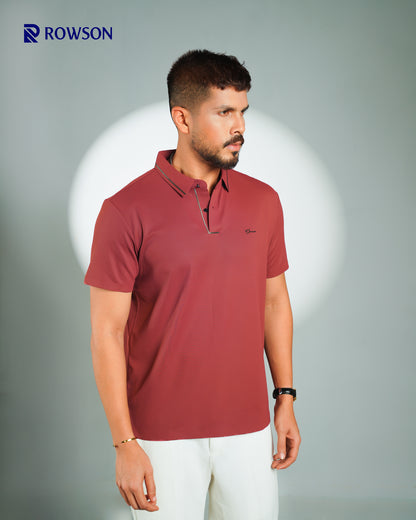 Imported Nova Textured Polo - Rosewood Red