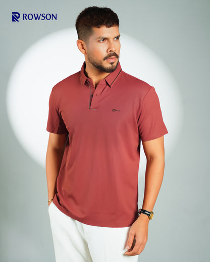 Imported Nova Textured Polo - Rosewood Red