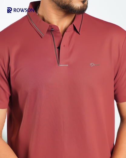 Imported Nova Textured Polo - Rosewood Red