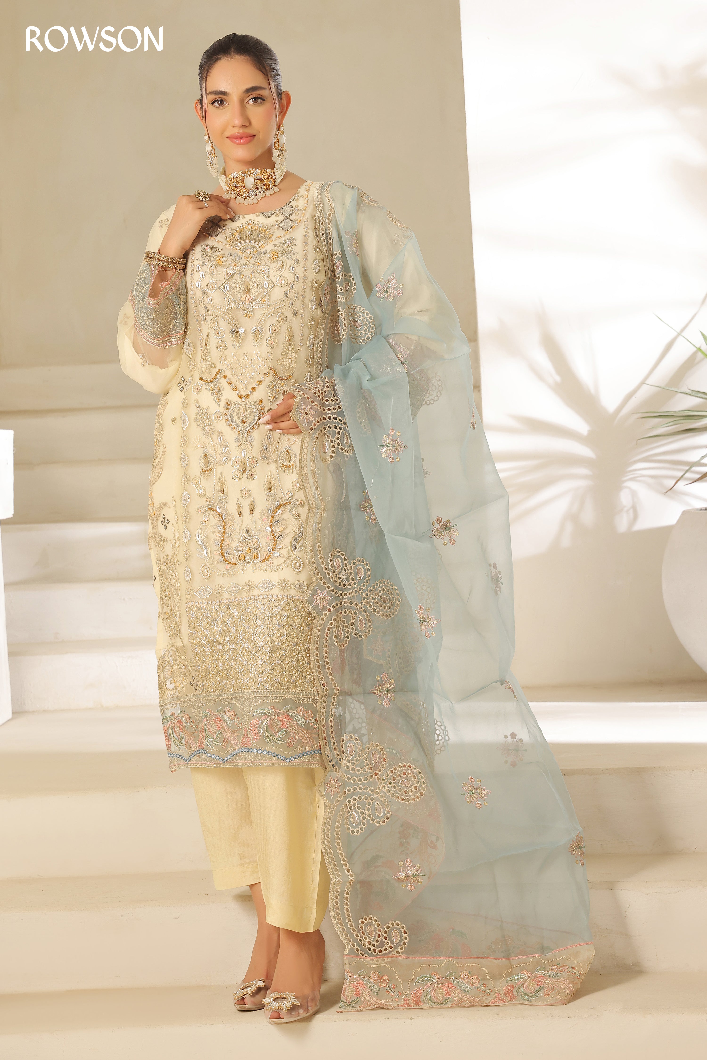 RANA ARTS--AZKA - Luxury Fancy Organza Pakistani Three-Piece – Rowson