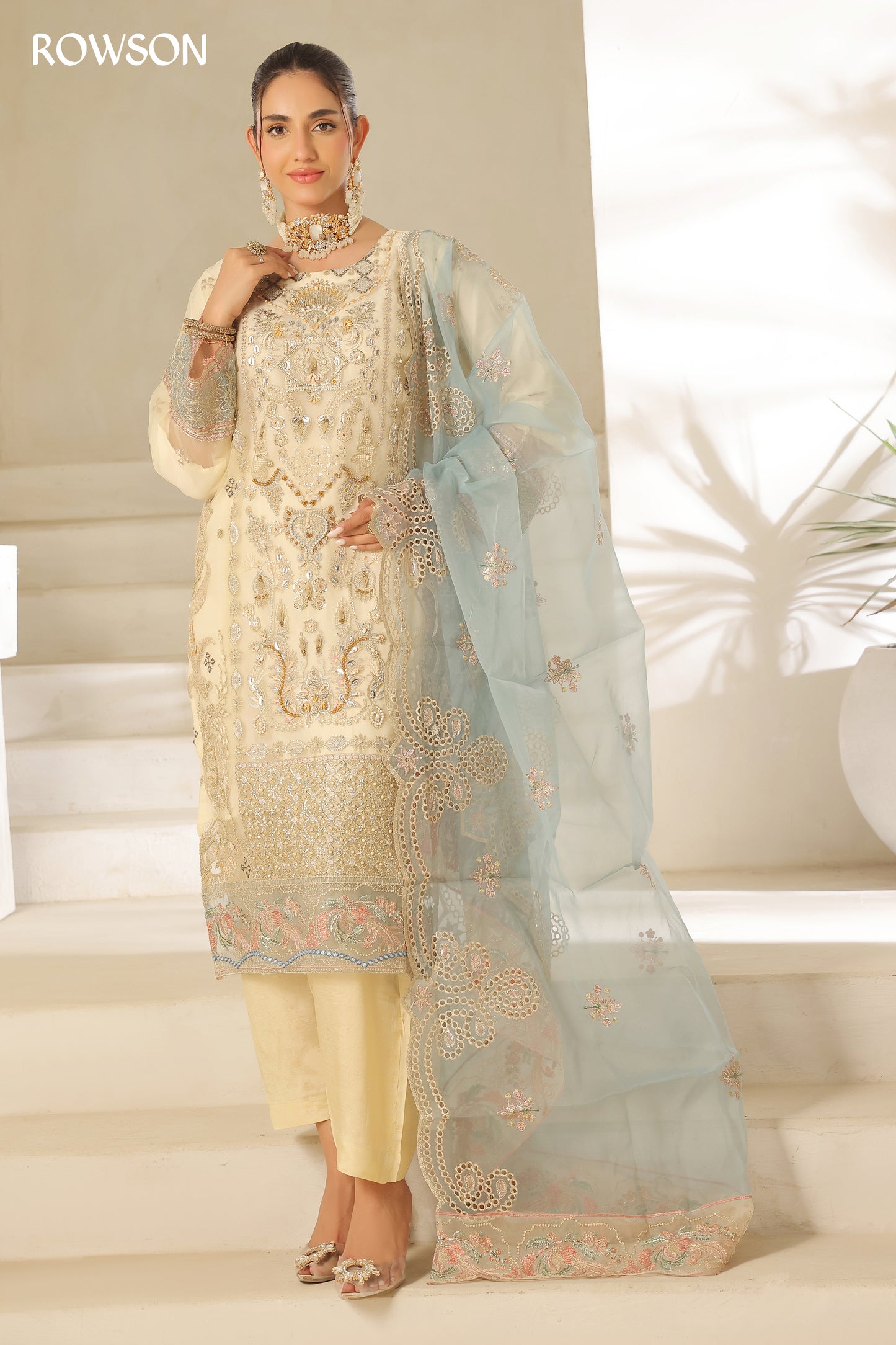 RANA ARTS--AZKA - Luxury Fancy Organza Pakistani Three-Piece