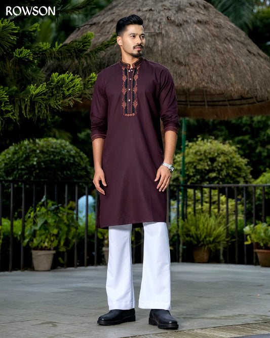 Rowson Noir Ember Panjabi - Dark Mocha Maroon