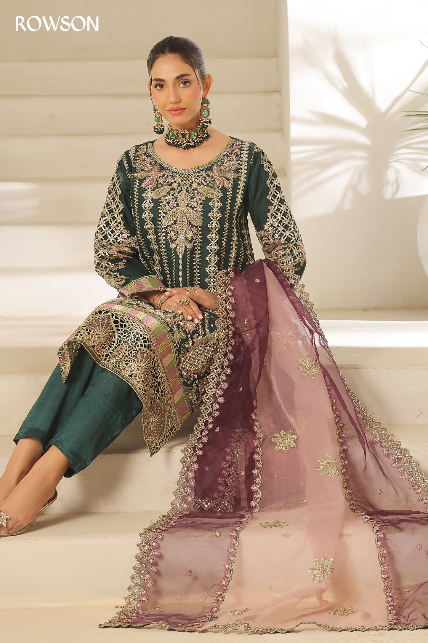 RANA ARTS--AZKA - Luxury Fancy Organza Pakistani Three-Piece